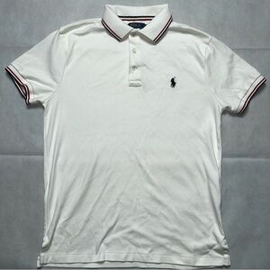 Polo Ralph Lauren white polo with red and blue collar and sleeve cuff size small